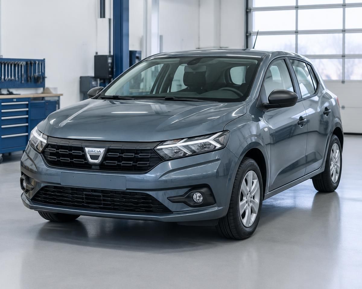 Samochód Dacia w jasnym warsztacie serwisowym